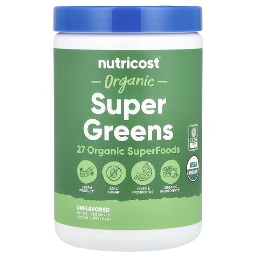 Основное фото товара Nutricost, Супергринс, Organic Super Greens Unflavored, 309 г