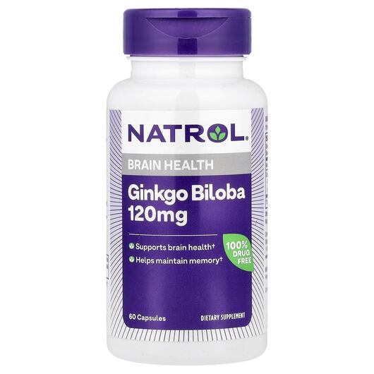 Основное фото товара Natrol, Гинкго Билоба, Ginkgo Biloba 120 mg, 60 капсул