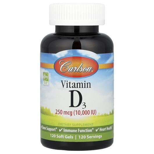 Основное фото товара Vitamin D3 250 mcg 10000 IU, Витамин D3 250 мкг 10000 МЕ, 120 кап