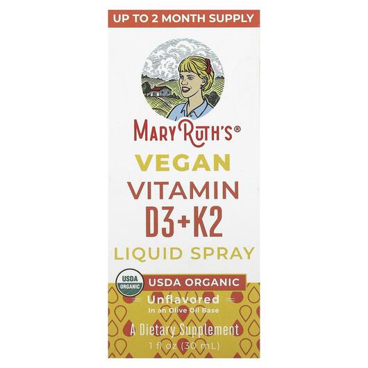 Основное фото товара Витамин D3, Vegan Vitamin D3 + K2 Liquid Spray Unflavored, 30 мл