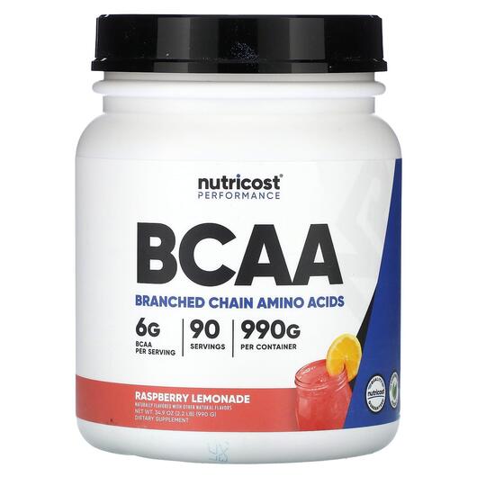 Основное фото товара Nutricost, БЦАА, Performance BCAA Raspberry Lemonade, 990 г