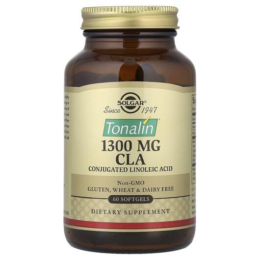 Основне фото товара Solgar, Tonalin CLA 1300 mg, Лінолева кислота, 60 капсул