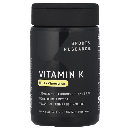 Основное фото товара Sports Research, Витамин K Филлохинон, Vitamin K, 60 капсул
