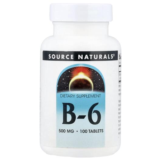 Основное фото товара Source Naturals, Витамин B-6 500 мг, B6 500 mg 100, 100 таблеток