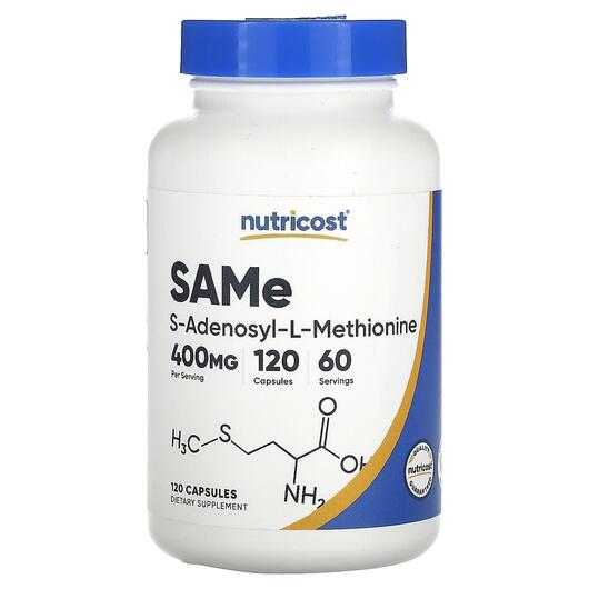 Основное фото товара Nutricost, САМє S-Аденозил-L-метионин, SAMe 400 mg, 120 капсул