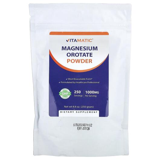 Основне фото товара Vitamatic, Magnesium Orotate Powder, Магній, 250 г