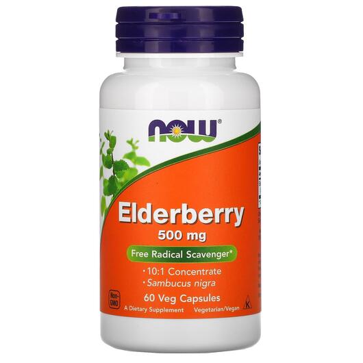 Основное фото товара NOW, Бузина 500 мг, Elderberry 500 mg, 60 капсул