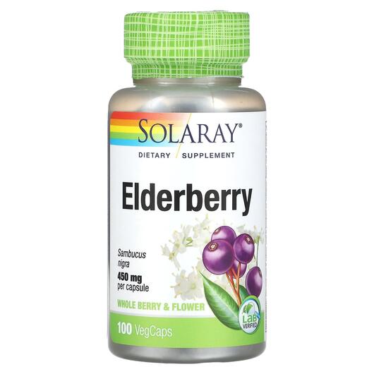 Основное фото товара Solaray, Черная бузина 450 мг, Elderberry 450 mg, 100 капсул