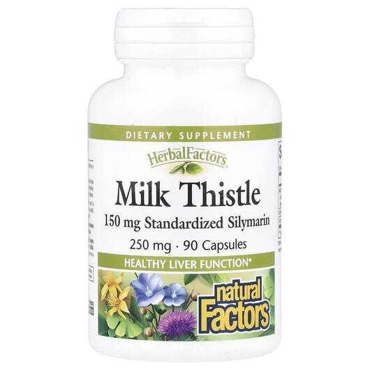 Основное фото товара Natural Factors, Расторопша, Milk Thistle 250 mg, 90 капсул