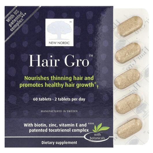 Основное фото товара New Nordic, Кожа ногти волосы, Hair Gro, 60 капсул