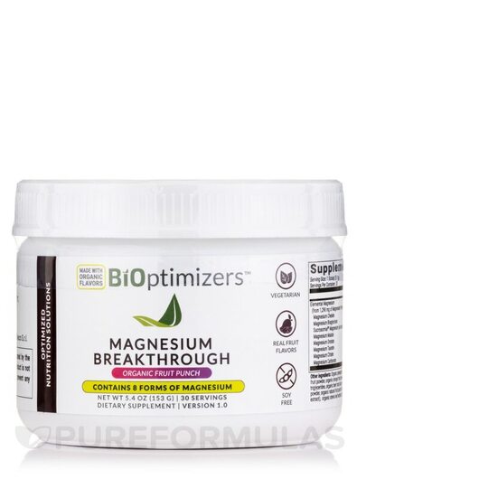 Основное фото товара Magnesium Breakthrough Powder Drink Organic Fruit Punch, Магний, 