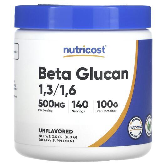 Основное фото товара Бета-глюкани, Beta Glucan 13/16 Unflavored 500 mg, 100 г