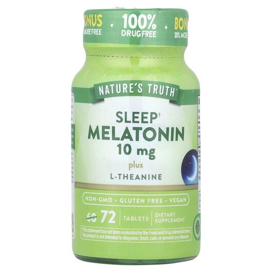 Основное фото товара Мелатонин, Melatonin Plus L-Theanine 10 mg, 72 таблеток
