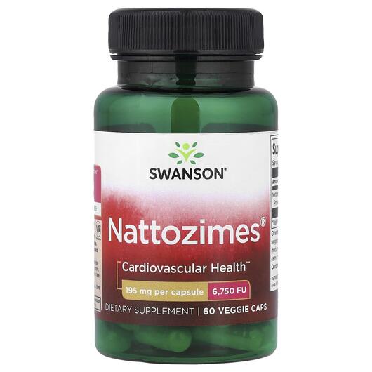 Основное фото товара Swanson, Наттокиназа, Nattozimes 195 mg 6750 FU, 60 капсул
