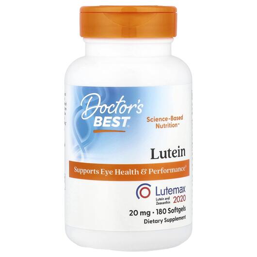 Основное фото товара Doctor's Best, Лютеин 20 мг, Lutein with Lutemax, 180 капсул