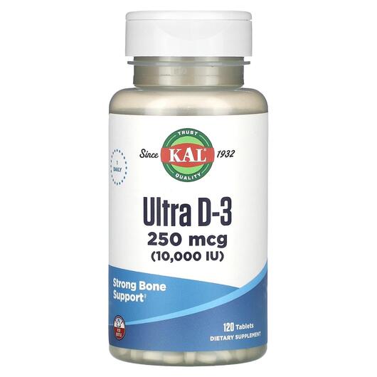 Основное фото товара KAL, Витамин D3, Ultra D-3 250 mcg 10000 IU, 120 таблеток