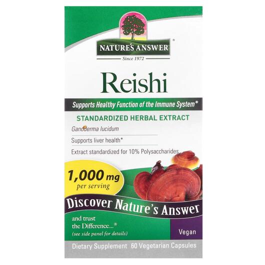 Основное фото товара Reishi Standardized Herbal Extract 1000 mg, Грибы Рейши, 60 капсу