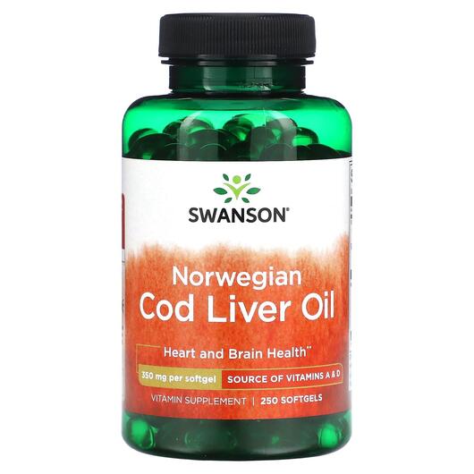 Основное фото товара Масло печени трески, Norwegian Cod Liver Oil 350 mg, 250 капсул