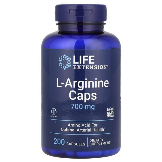Основное фото товара Life Extension, L-Аргинин, L-Arginine Caps 700 mg, 200 капсул