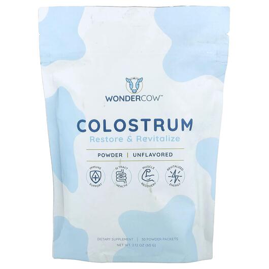 Основное фото товара Wondercow, Колострум, Colostrum Powder Unflavored, 30 шт