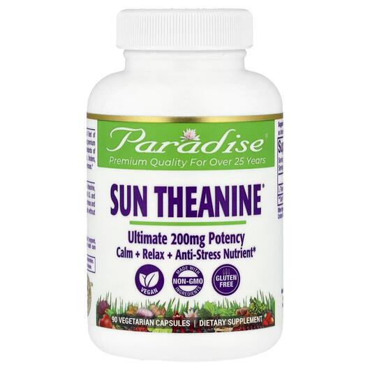 Основное фото товара Paradise Herbs, L-Теанин, Sun Theanine 200 mg, 90 кпсул