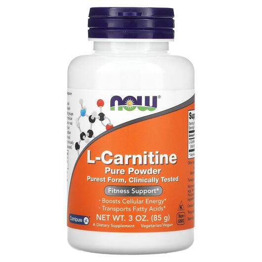 Основное фото товара NOW, L-Карнитин в порошке, L-Carnitine Pure Powder, 85 г