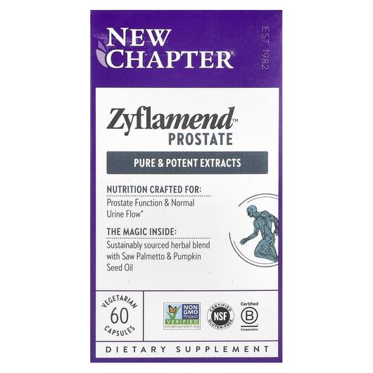 Основное фото товара New Chapter, Зуфламенд Простата, Zyflamend Prostate, 60 капсул