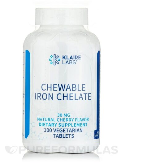Основное фото товара Chewable Iron Chelate Natural Cherry, Жевательное Железо, 100 таб