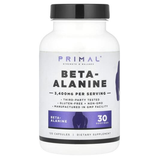 Основное фото товара PrePrimal, Бета Аланин, Beta-Alanine 3400 mg, 120 капсул