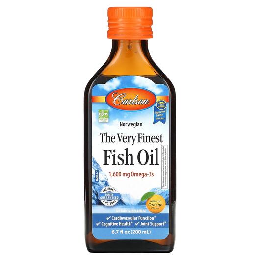 Основное фото товара Carlson, Омега 3, The Very Finest Fish Oil Natural Orange, 200 мл