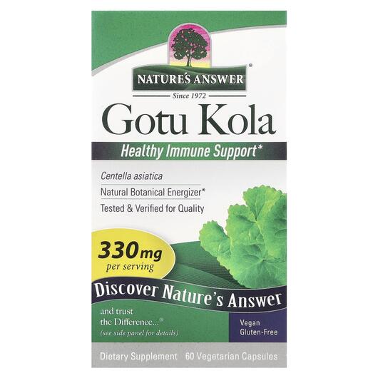 Основное фото товара Nature's Answer, Готу Кола 300 мг Экстракт, Gotu Kola, 60 ка