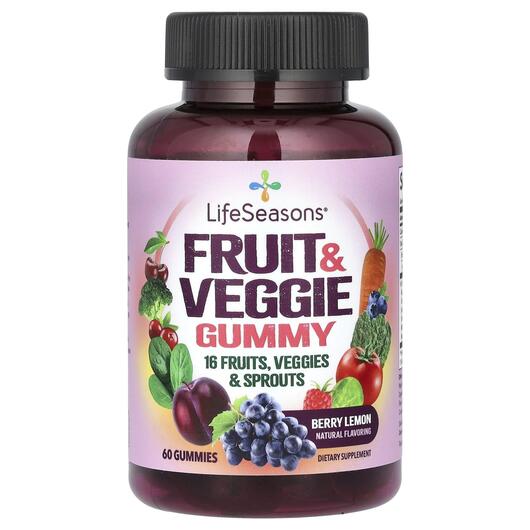 Основное фото товара Супергринс, Fruit & Veggie Gummy Berry Lemon, 60 таблеток