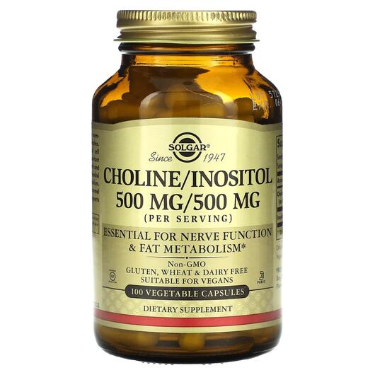 Основне фото товара Solgar, Choline/Inositol, Холін Інозітол 500 мг, 100 капсул
