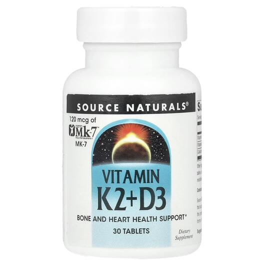 Основное фото товара Source Naturals, Витамин K2, Vitamin K2+D3, 30 таблеток