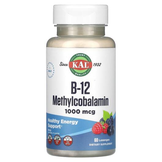 Основное фото товара B-12 Methylcobalamin Berry 1000 mcg, Метилкобаламин B12, 60 табле