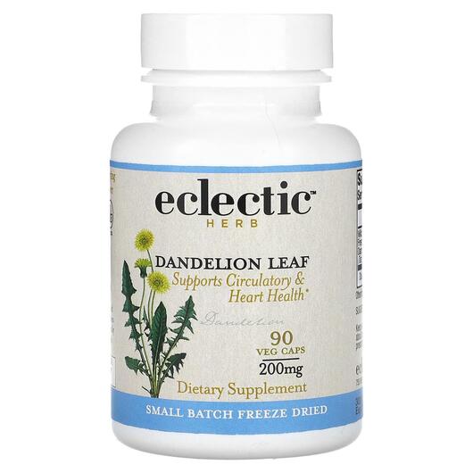 Основное фото товара Eclectic Herb, Одуванчик 200 мг, Dandelion Leaf 200 mg, 90 капсул