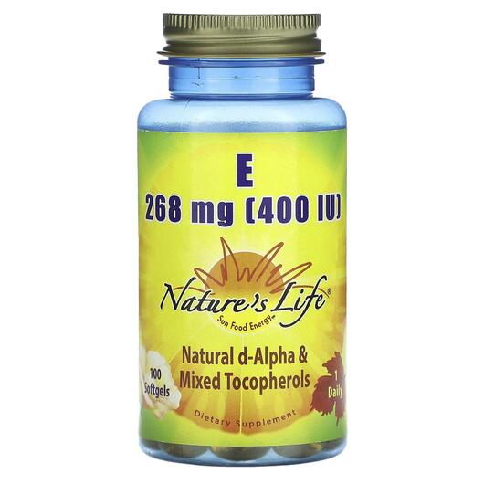 Основное фото товара Витамин E Токоферолы, Vitamin E 268 mg 400 IU, 100 капсул