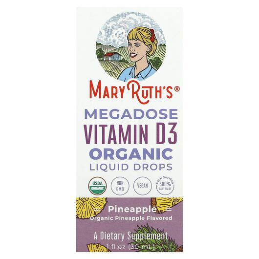 Основне фото товара Megadose Vitamin D3 Organic Liquid Drops Pineapple, Вітамін D3, 3