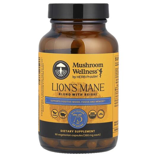 Основное фото товара Mushroom Wellness Lion's Mane Blend, Грибы Львиная грива, 90