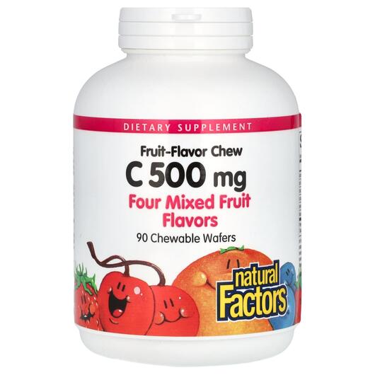Основное фото товара Витамин C Жевательный, Chew C 500 mg Four Mixed Fruit, 90 Wafers