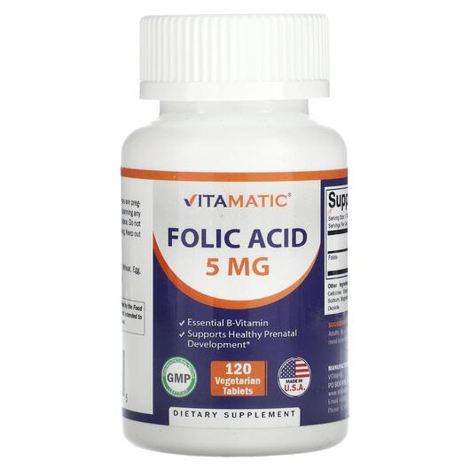 Основное фото товара Витамин B9 Фолиевая кислота, Folic Acid 5 mg, 120 таблеток