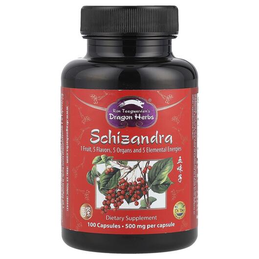 Основное фото товара Dragon Herbs, Лимонник 500 мг, Schizandra 500 mg, 100 капсул