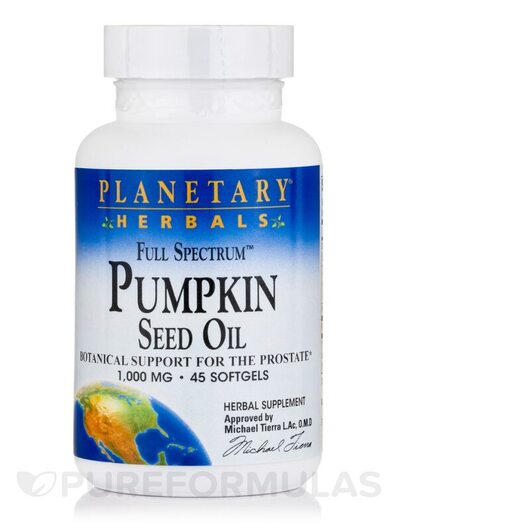 Основное фото товара Full Spectrum Pumpkin Seed Oil 1000 mg, Тыквенное масло, 45 капсу