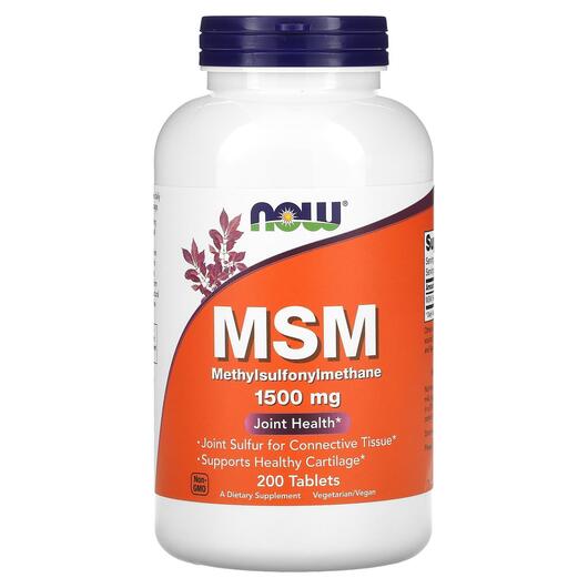 Основное фото товара NOW, Метилсульфонилметан 1500 мг, MSM 1500 mg, 200 таблеток