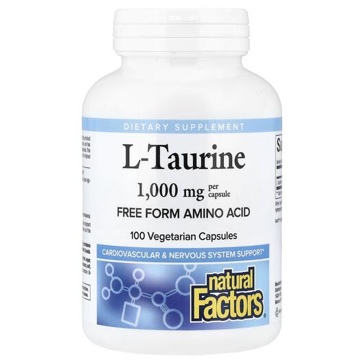 Основное фото товара Natural Factors, L-Таурин, L-Taurine 1000 mg, 100 капсул