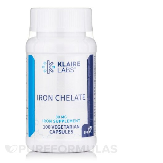 Основное фото товара Klaire Labs, Железо, Iron Chelate 30 mg, 100 капсул