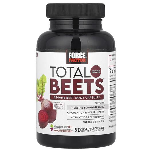 Основное фото товара Force Factor, Красная свекла, Total Beets 1800 mg, 90 капсул