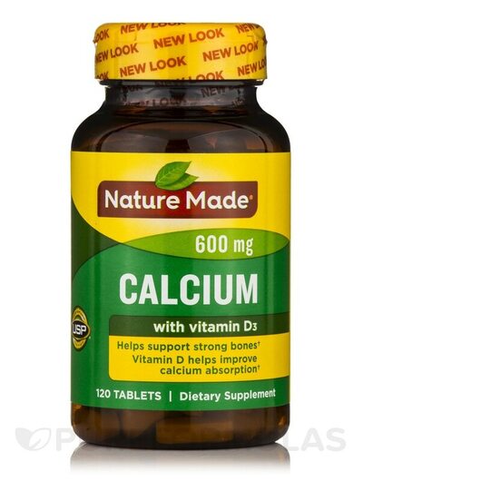 Основное фото товара Витамин D, Calcium 600 mg with Vitamin D3, 120 таблеток