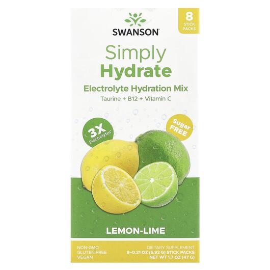 Основное фото товара Simply Hydrate Electrolyte Hydration Mix, Электролиты, 8 Stick Pa