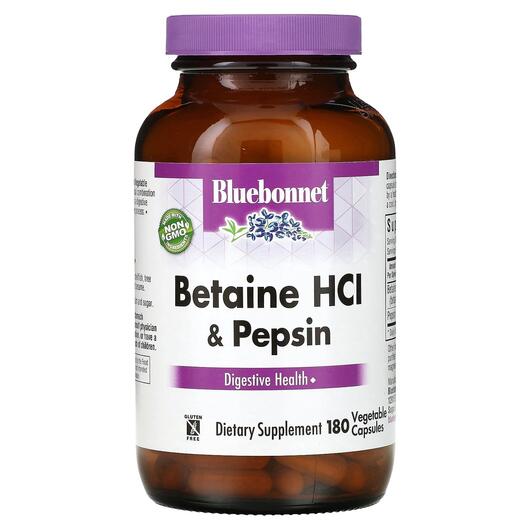 Основное фото товара Bluebonnet Nutrition, Бетаин HCL, Betaine HCl, 180 капсул